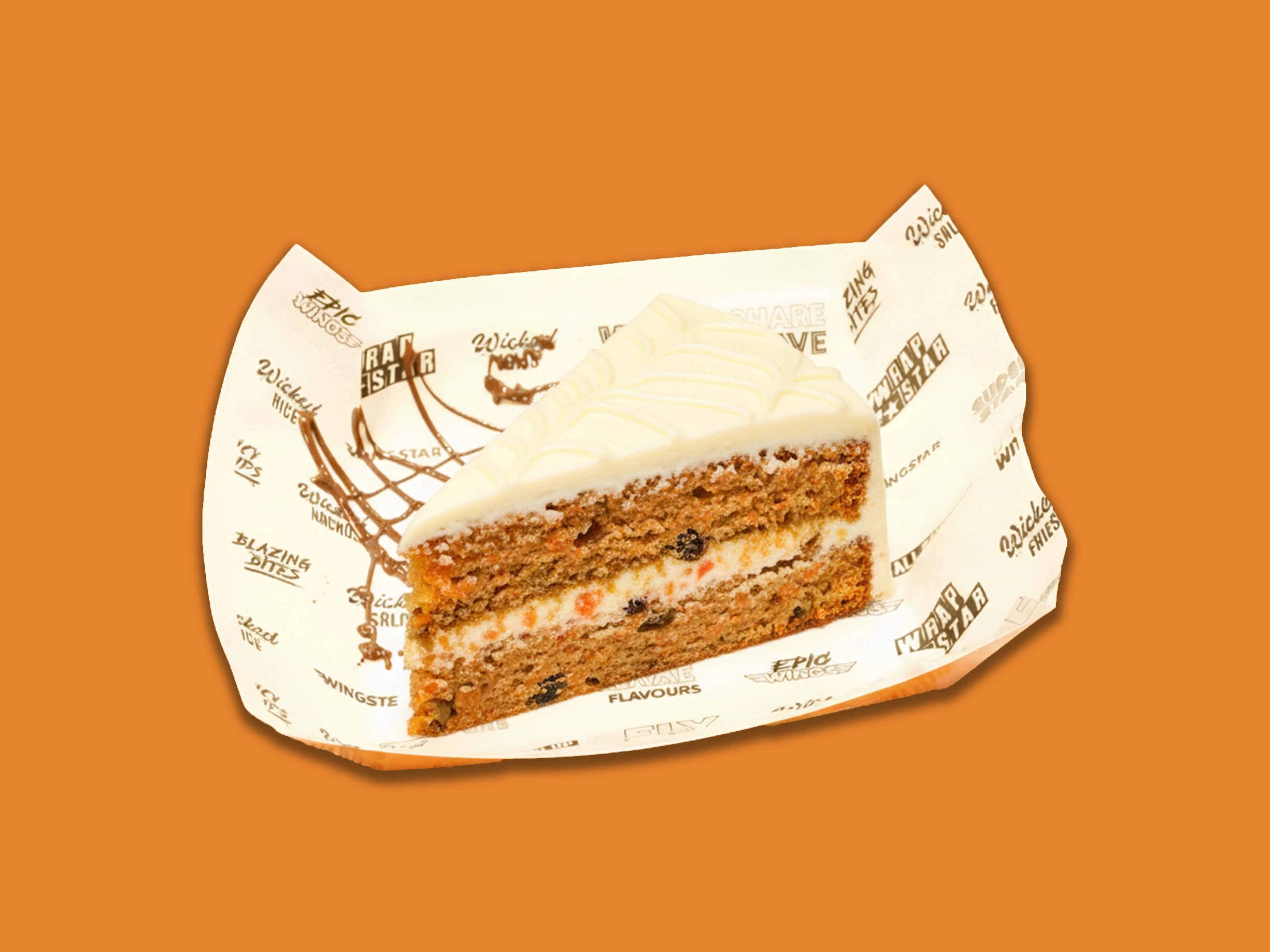 Carrot cake slice with frosting